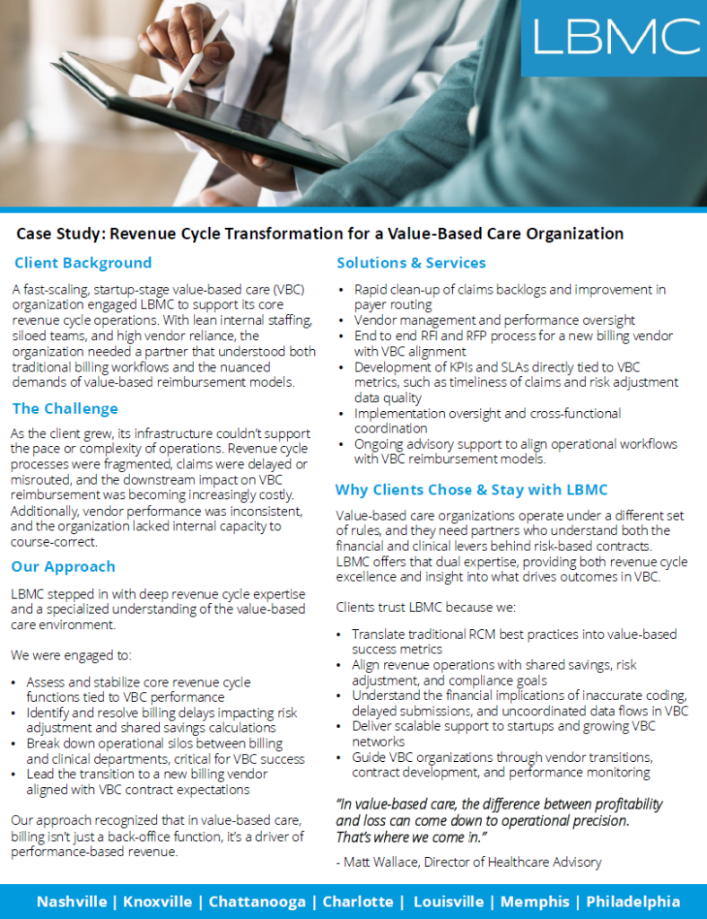 Case Study: Revenue Cycle Transformation for a Value-Based Care Organization